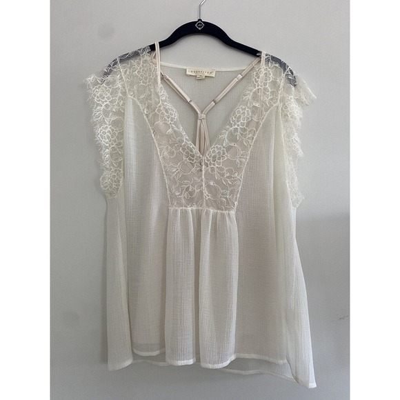 New Lovestitch Ivory Kaylee Lace and Satin Blouse‎ With Cami Small Romantic Boho - Picture 2 of 6